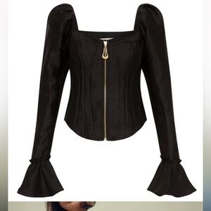 Aje Black Puff Sleeve Top